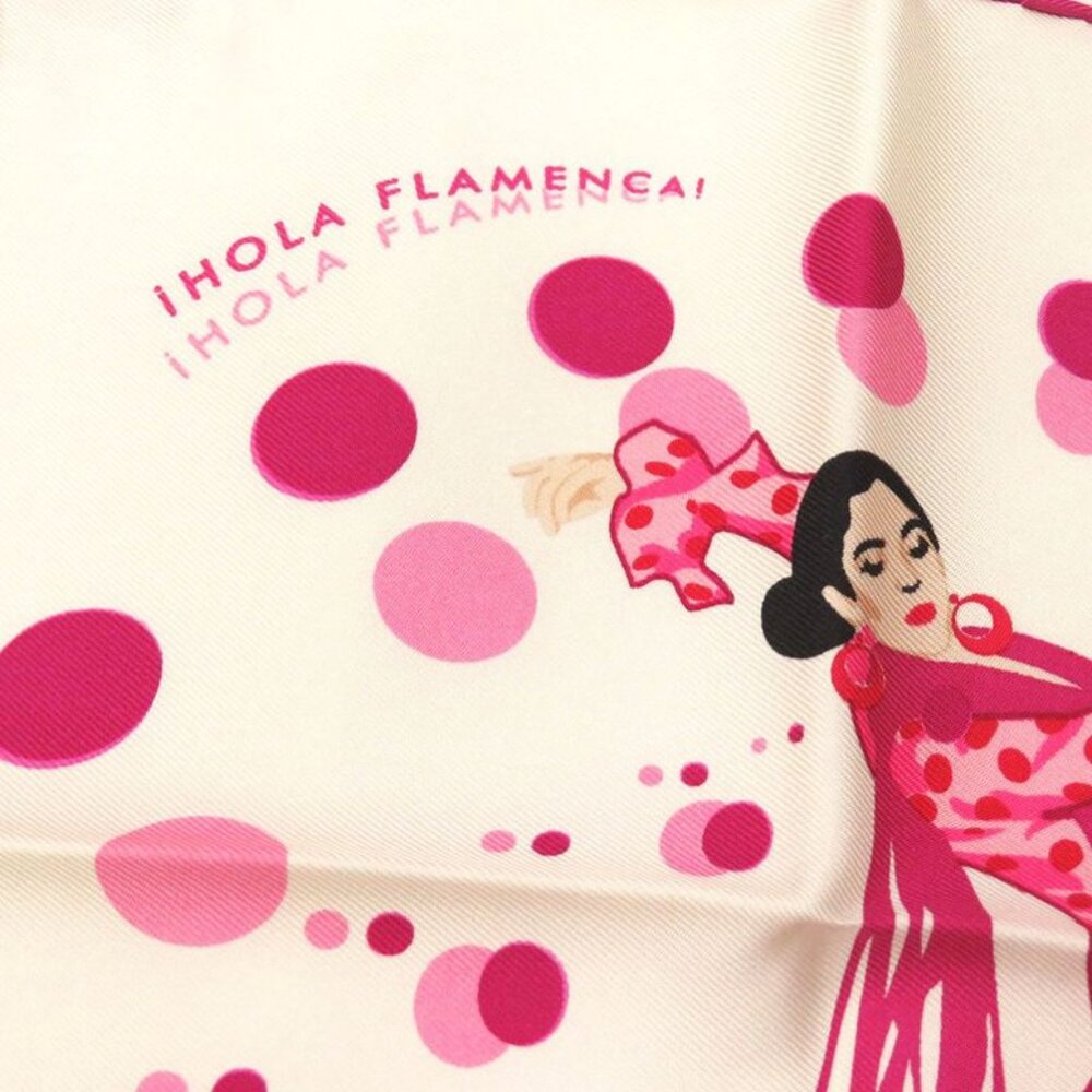 Hermes Petit Carre 40 Hola Flamenca I HOLA Flamenca Scarf Pink Silk 0213 - Picture 2 of 3